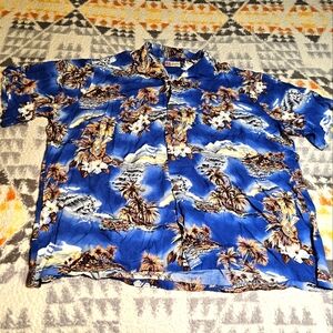 Vintage Hilo Hattie's Floral and Island Aloha Shirt MADE IN HAWAII 4XL